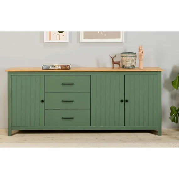 Zelená borovicová komoda Marckeric Miranda 190 x 40 cm